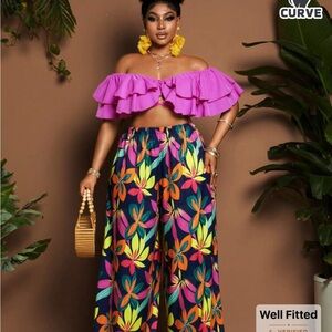 SHEIN Pink and Blue Floral Jumpsuit